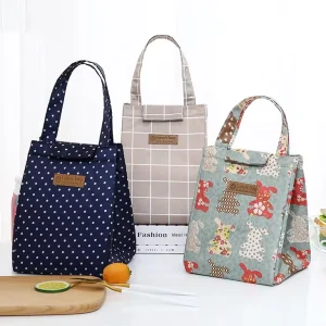 Portable Polyester Zipper Bento Lunch Bag Students Insulated Cold Outdoor Hand Picnic Cooler for Day Trips and Adventures