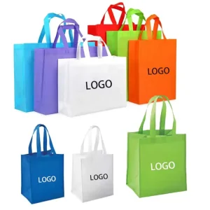 Portable Reusable Eco Supermarket Grocery Tote Nonwoven Shopping Bags Custom Logo Fabric Shopping Non Woven Bag