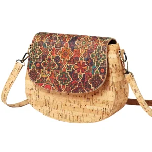 Portugal Cork Saddle Bags for Women OEM Custom Vegan Crossbody Handbag Water Resistant Surface