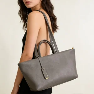 Premium Leather Tote Bag Minimalist Trapeze Shopper for Women Luxury Pebbled Grain Handbag Large Capacity Shoulder Work Purse