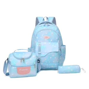 Primary Junior High School Students Backpack Simple Large Capacity Teenager Schoolbag Lunch Bag 3 Pieces Set