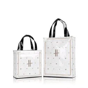 Printing Your LOGO Handbag Mummy Bag Transparent Waterproof Women Cosmetic PVC Tote Bag