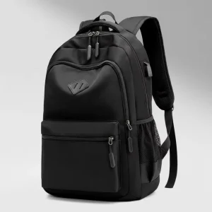 Professional Business Travel Backpack Oxford Zipper Letter Pattern Waterproof USB Charging Anti-Theft Design