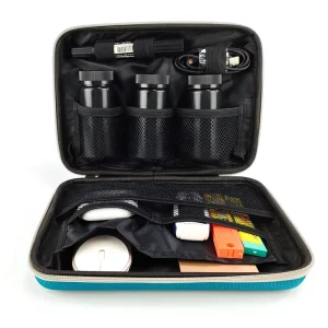 Professional Custom EVA Hard Shell Travel Organizer Bag Waterproof Shockproof EVA Essential Oil Case With Leather Handle