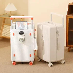 Professional Luxury Wide Handle Neoprene Hard Shell Large Capacity Suitcase Set Scratch Resistant Travel Luggage Silent Spinner