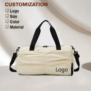 Professional OEM ODM Bag Manufacturer Ladies Ruffled Polyester Travel Sports Gym Sling Hand Bag