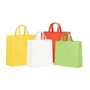 Promotional Colored Medium Size Laminated Non Woven Folding Tote Bags Tear Resistant Sturdy for Shopping Retail