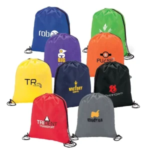 Promotional Custom Logo Gym Bag Waterproof Polyester Nylon Sports Drawstring Shopping Bag