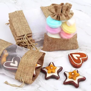 Promotional Customized Linen Candy Storage Personalized for Gift Drawstring Bag