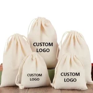 Promotional Multi functional Large Capacity Custom Cotton Drawstring Bag with Printed logo
