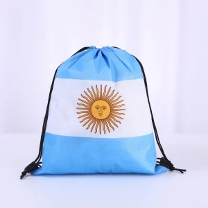 Promotional Polyester Custom Printing Argentina Country Event Sports Flag Drawstring Backpack Outdoor Gym Bag