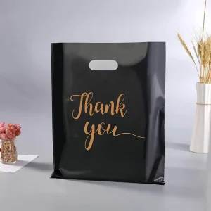 Promotional Thank You Custom Logo Die Cut Bag Tote Plastic Personalised Shopping Bags