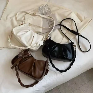 Pu leather milky white new high-end fashion Korean women’s crossbody bag