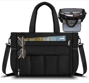 Puffy Teacher Work Tote Bag Laptop Bag Waterproof Computer Messenger Shoulder Bags Insulated Pocket Quilted Purse Handbag