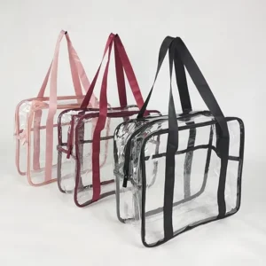 Pvc Cosmetic Bag With Handle Transparent Clear Zipper Cosmetic Frosted Plastic Zip Top Bag Cosmetic Bags Travel Toiletry