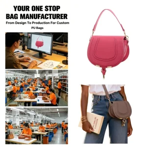 QAZA New Factory Custom Fashionable Women’s PU Suture Saddle Handbag Crossbody Shoulder Bag Ladies