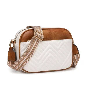 Quilted Crossbody Bags for Women Small Handbags Pu Leather Shoulder Bags With Wide Strap