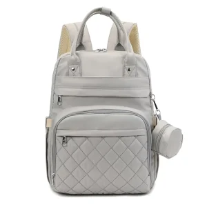Quilted Mommy Diaper Backpack Large Capacity Waterproof Nappy Bag Maternity Travel Backpack for Newborn Baby Care