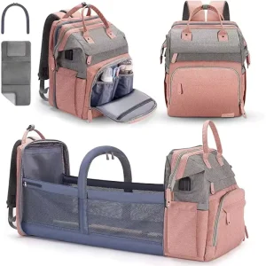Quilted Water Resistant Baby Diaper Changing Station Pad Multifunction Mommy Diaper Bags with USB Port Zipper Closure