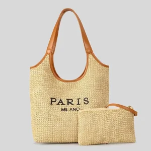 RTS Straw Woven Tote Bag for Women Mesh Hollow Shoulder Handbag Hobo Beach Bag for Travel & Outdoor