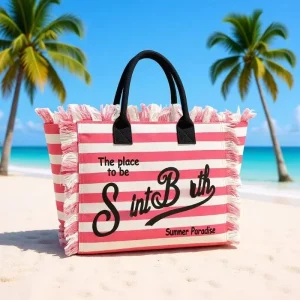 RTS Summer Canvas Beach Tote Bag Tassel Embroidery Boho Style Large Capacity Lightweight Portable Travel Handbag for Women