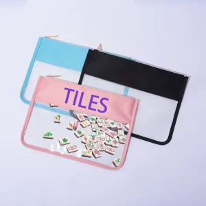 RTS Water Resistant American Mahjong Tiles Storage Bag Mahjong Clear PVC Pouch Flat Zip Top Pouch Mahjong Tile Bag