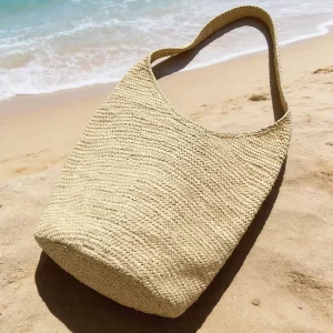 Raffia Tote Bag Women Handmade Woven Straw Raffia Bag for Women