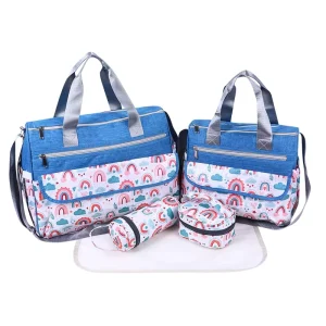 Ready to Ship 5 in 1 Diaper Bag Set Maternity Nappy Tote Cute Rainbow Baby Bag for Mom