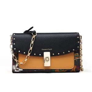 Real Leather Luxury Messenger Bag Small Anti Theft Crossbody Bag With Detachable Metal Chain Strap