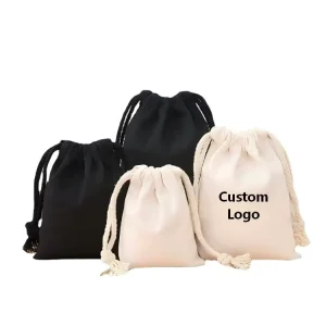 Recyclable Cotton Canvas Drawstring Bags Grocery Organic Muslin Dust Bag