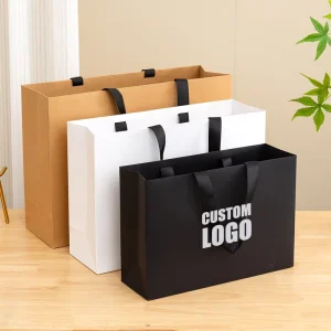 Recyclable Factory Luxury Kraft Paper Bags Packaging Custom Logo Printed Clothing Gift Shopping Handle Large Paper Bag With Logo