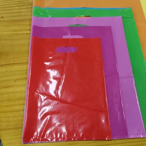 Recyclable Glossy Die Cut Plastic Shopping Bags for Business PE Die Cut Handle Bag with Custom Logo