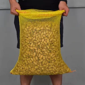 Red Heavy Duty Drawstring Mesh Bag for Fruits Vegetables Corn Firewood Reinforced High Load Capacity