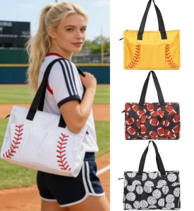 Retro Baseball Shoulder Bag Women Baseball Handbag Canvas Sports Shoulder Hand Bags Ladies Large Capacity Sport Bag