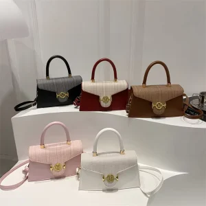 Retro Crossbody Handbag Women’s New Trendy All Match Single Shoulder PU Fashion Texture Solid Color Medium Square Bag