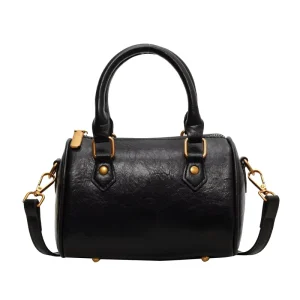 Retro Genuine Leather Bag Women American Style Vintage Top Handle Crossbody Shoulder Purse Cowhide Casual