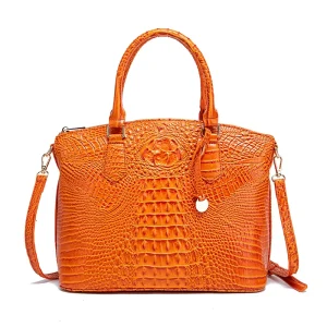 Retro Ladies Crossbody Bag PU Leather Shoulder Bag Crocodile Pattern Tote Handbag