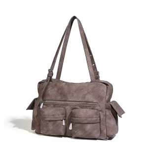 Retro Multi-pocket Motorcycle Bag Style Simple Fashion Large Capacity Shoulder Underarm HandBag Designer Brand Bag