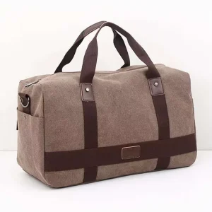 Retro Style Leather Canvas Travel Bags Weekend Bag