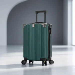 Retro Vertical Stripe Business Suitcase Luxury Waterproof Cabin Luggage Rolling Travel Bag Set with Corner Protector