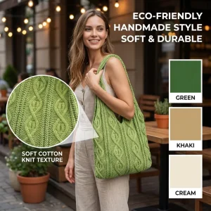 Retro Yarn Large Capacity Hollow Out Casual Versatile Single Shoulder Commuting Bag for Beach Shopping