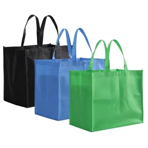 Reusable Grocery Shopping Bags Large Foldable Non woven Shopping Tote Bags with Long Handle and Button Closure