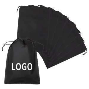 Reusable Non Woven Pull Rope Dust Bag Eco Friendly Travel Carrying Black Drawstring Bag with Logo All Seasons China