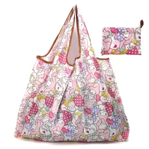 Reusable Polyester Folding Grocery Shopping Tote Bag with Pattern Fashionable Eco Friendly Shopping Bags