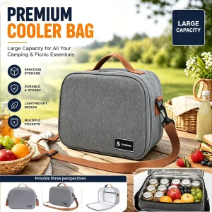 Reusable Portable Compact Insulated Cooler Bag Leakproof 600D Oxford Lunch Bag for Students Office Workers