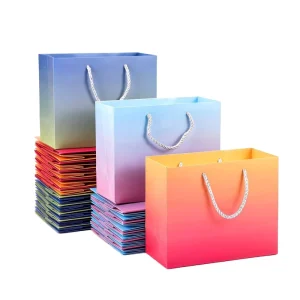 Reusable Sacola Personalizada De Papel Private Label Different Size Gradient Colorful Kraft Paper Bag