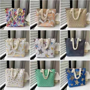 Reusable Tote Shopping Bags Retail Shopping Bags Portable Canvas Beach Bag for Ladies