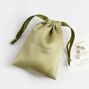 Sage Green Luxury Satin Drawstring Bag Premium Silk Pouch for Jewelry Cosmetics Hair Accessories Gift Wrapping