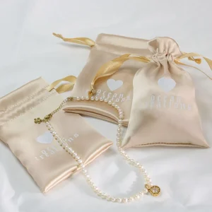 Satin Luxury Jewelry Packaging Pouch Bag Drawstring Closure Custom Logo Multi Size Options Custom Design for Small Jewelry Gift