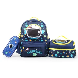 School Backpack Back to School 3pcs Astronaut Lunch Bag and Pencil Case Kids School Backpack Set